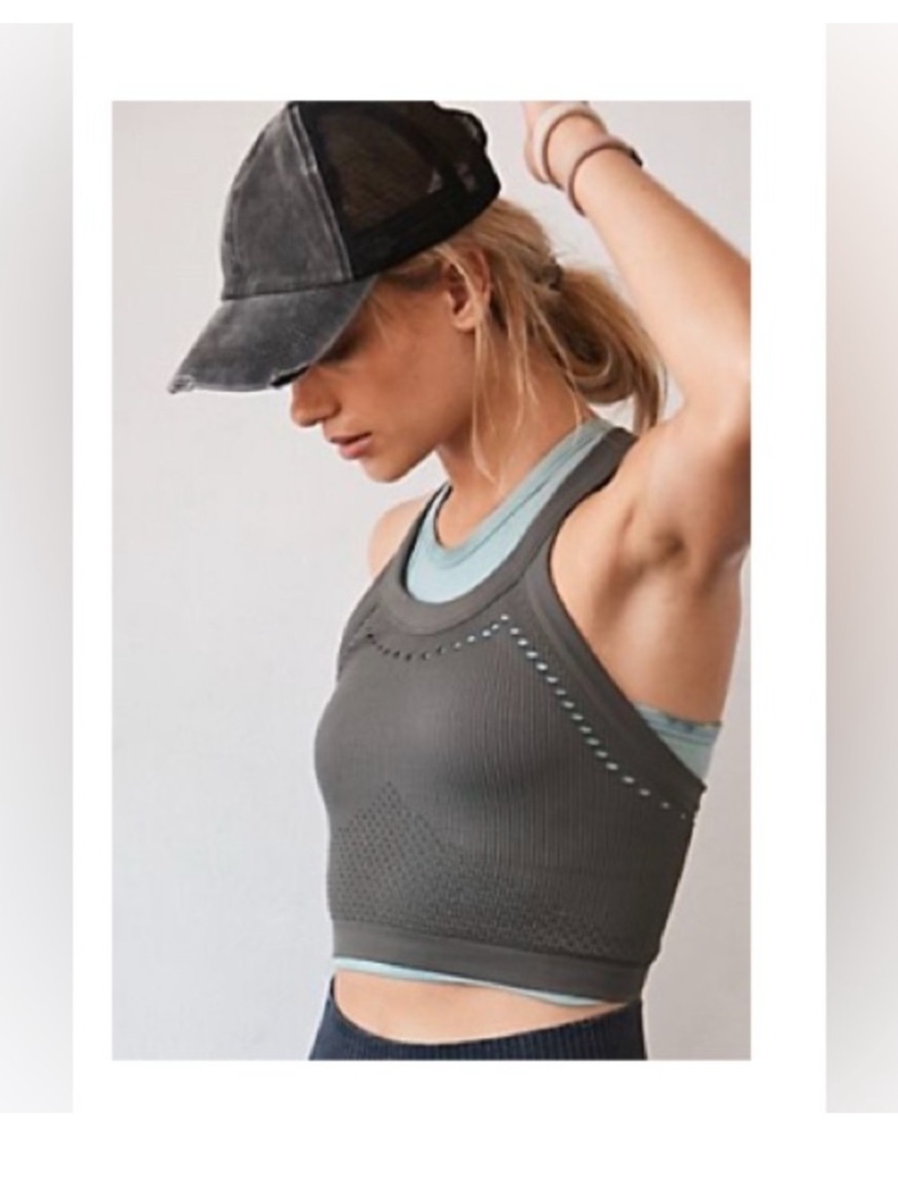 FP Movement by Free People Serendipity Crochet Crop Ribbed (XS/S) ARMY GREEN